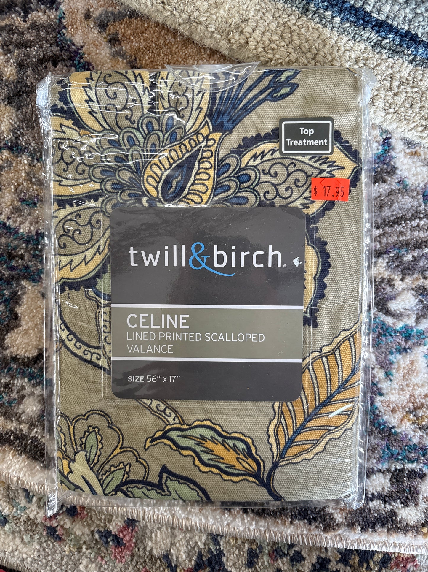Twill&Birch Lined Printed Scalloped Valance